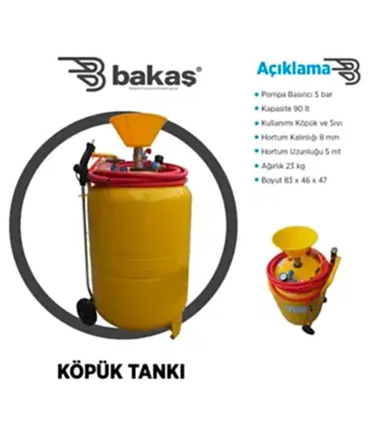 Oto Yıkama Köpük tankı 90 Lt - Bakaş Makina