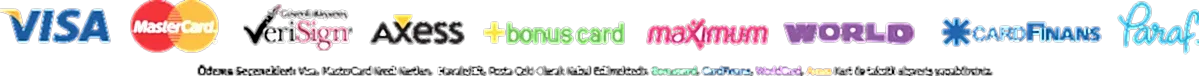 Visa, Mastercard, Axess ile güvenli ödeme seçenekleri